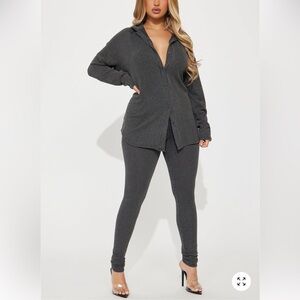 Ribbed Legging Set - Charcoal
